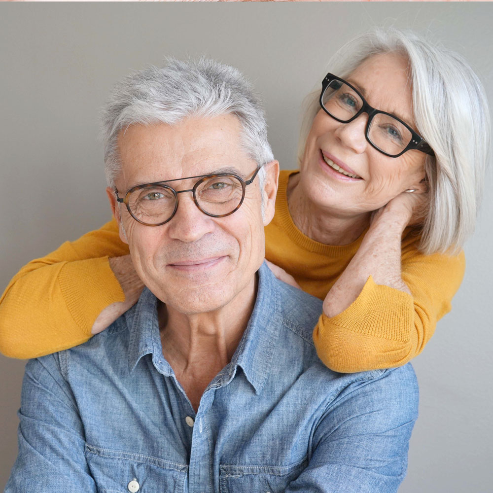 Senior couple with glasses