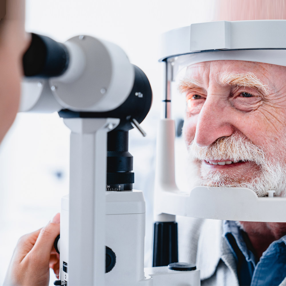 senior man with diabetic retinopathy