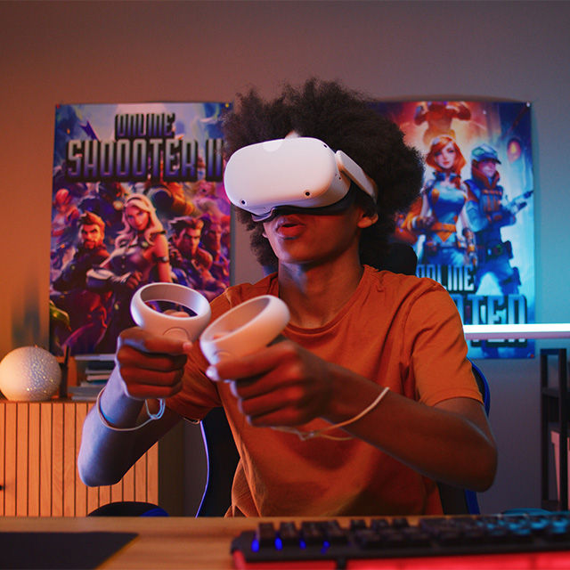 boy playing VR game