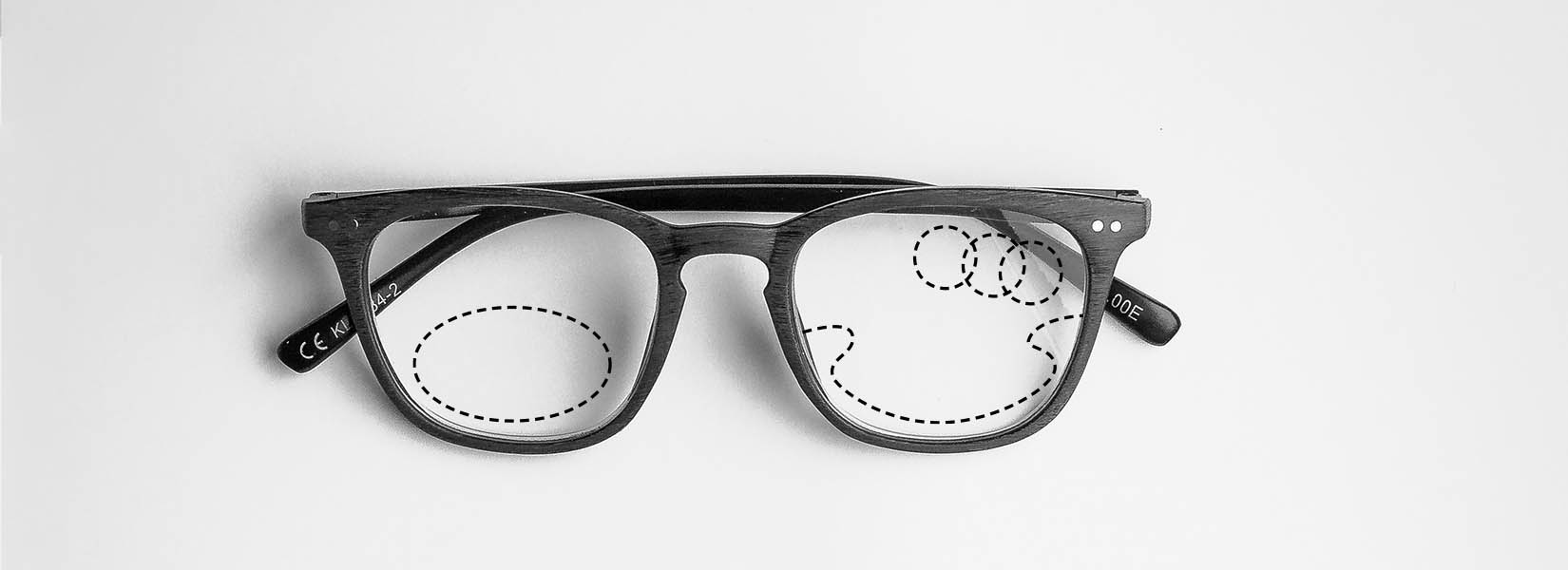 black glasses with lens treatment