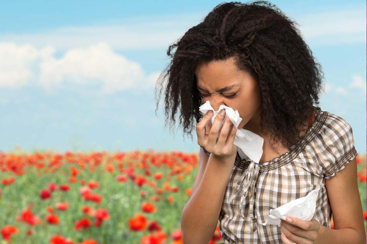 Woman Flowers Sneezing Allergies