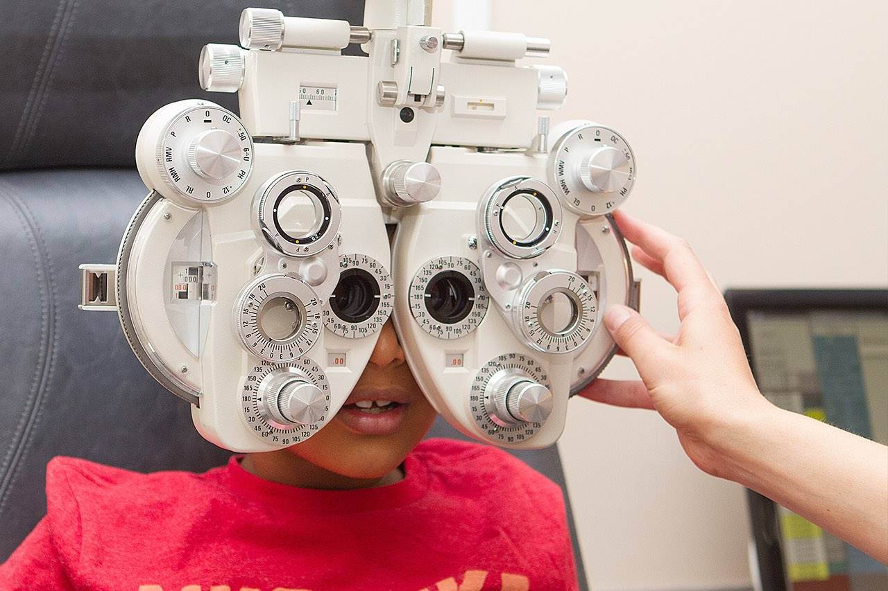 Little girl getting her eyes tested