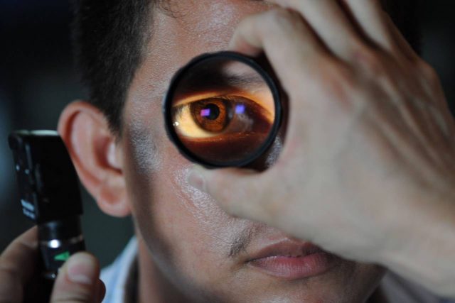 eye examination magnified