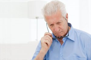 Eye care, senior man suffering from diabetes in Fort Worth, TX