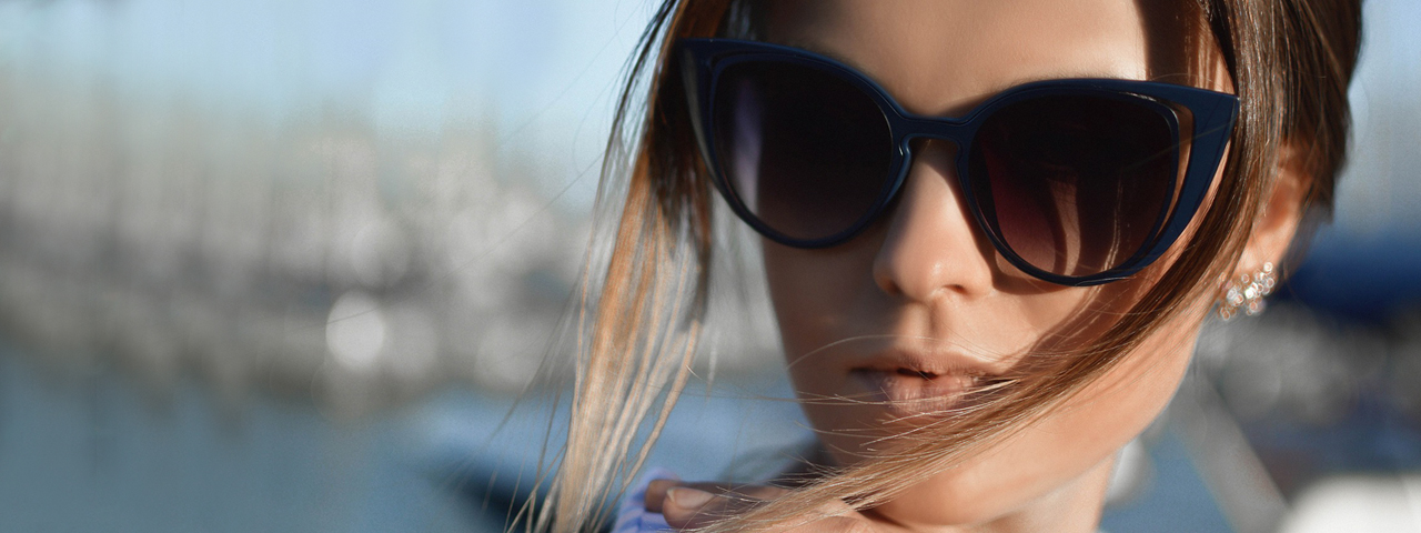 Woman Sunglasses Hair Blowing 1280x480
