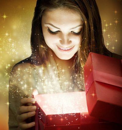 girl opening gift