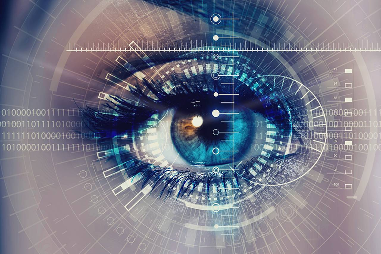 Eye exam, woman eye with advanced technology in Hoffman Estates, IL