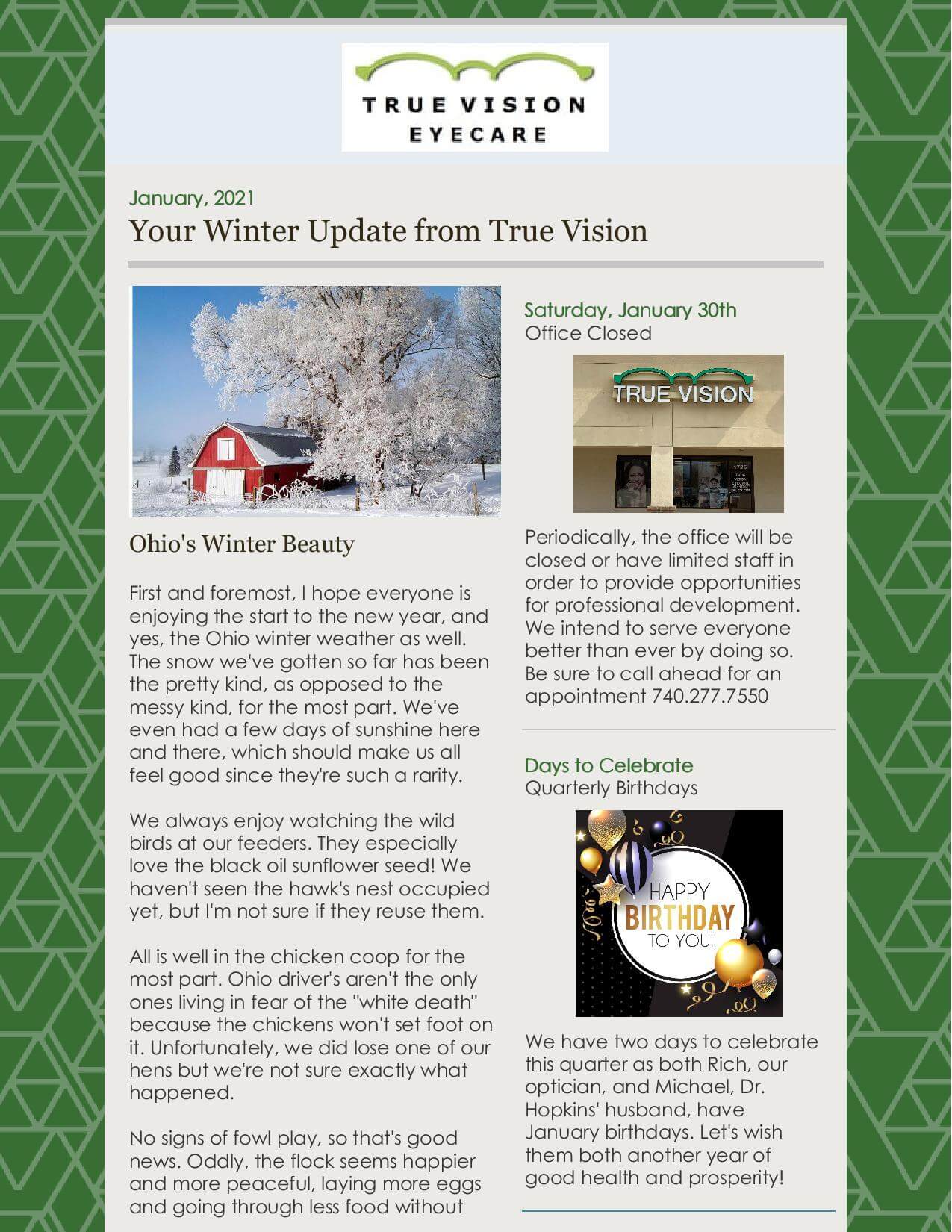 Winter Update and Newsletter - Eye Care in Lancaster, Ohio