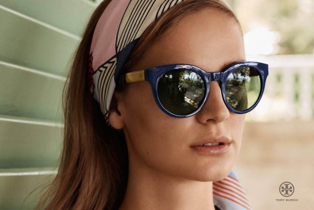 Tory Burch brand sunglasses on woman