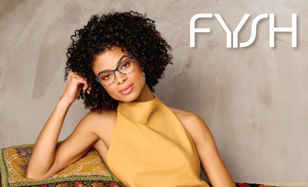 Woman wearing Fyhs eyeglasses