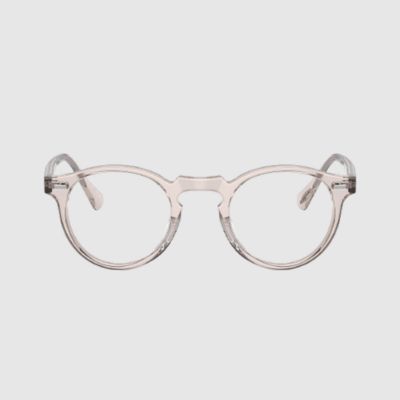 pair of transparent oliver peoples eyeglasses