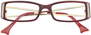 marron rectangular eyeglass frames with details at temples