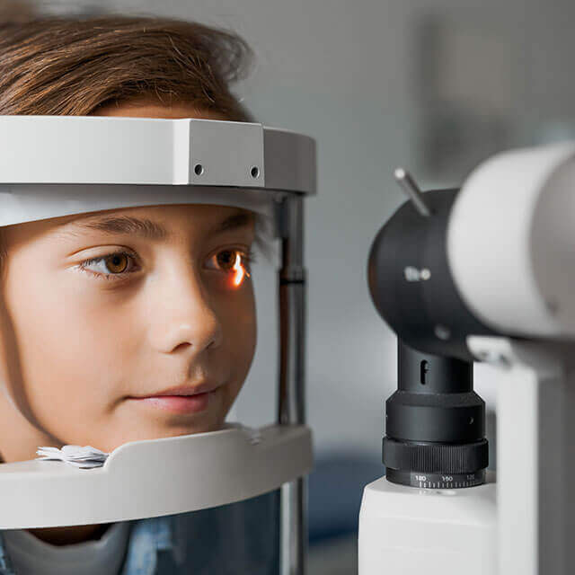 Boy during eye exam at Armstrong & Small Eyecare Centre