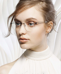 Model Wearing Line Art Glasses