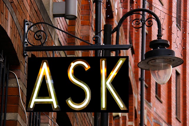 ASK neon sign to advertise frequently asked eye care questions