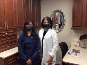 contact lens department in Lantana, Florida, wearing masks