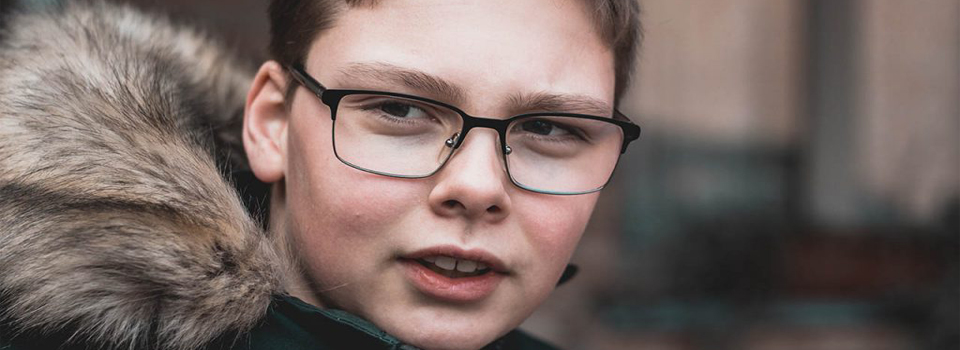 Optometrist, boy wearing eye glasses in Freelton, ON