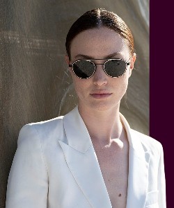 Model wearing Calvin Klein sunglasses