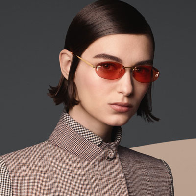 woman wearing fendi lenses with red tinti
