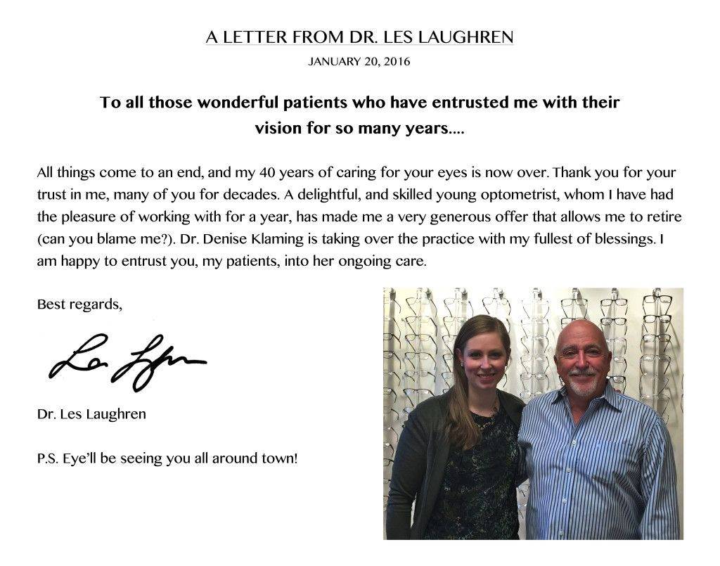 Retirement Letter from Dr. Les Laughren