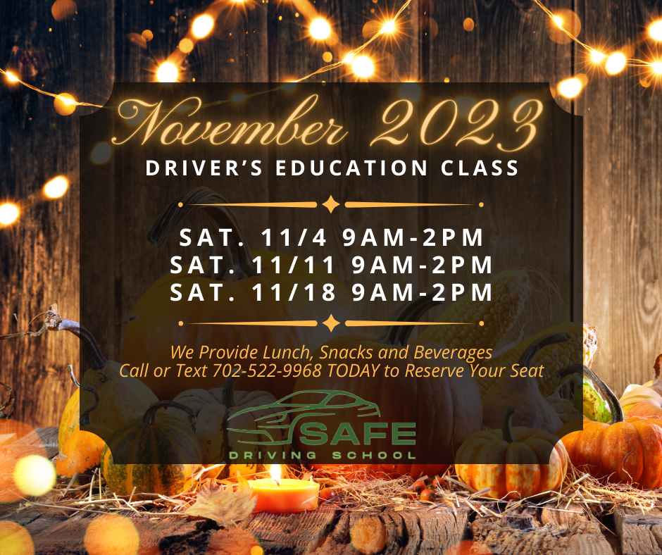 November 2023 Driver’s Education Class Schedule