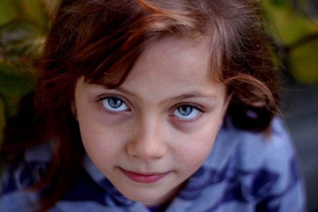 Eye doctor, little girl blue eyes in New Baltimore, Michigan