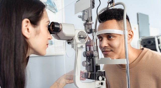 man at an eye exam