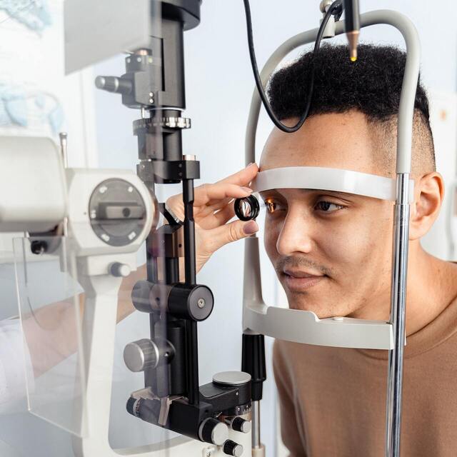 young man at an eye exam