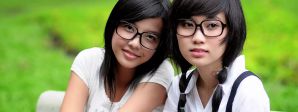 Girls Glasses Bench Outdoors_compressed