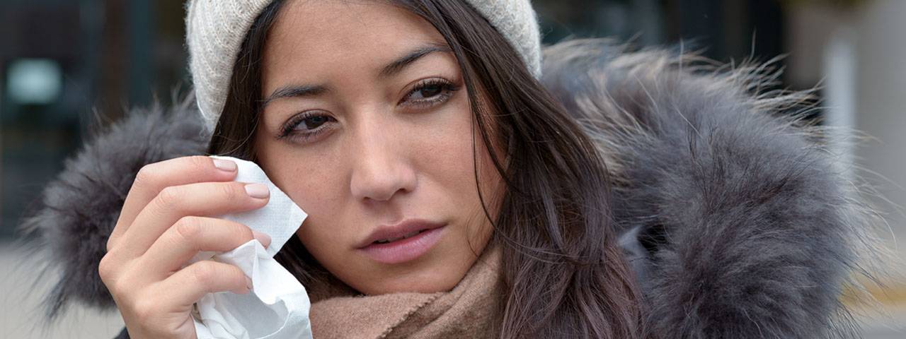 Woman Teary Eye Winter 1280x480