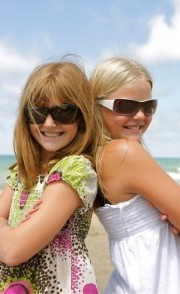 girls at beach sun