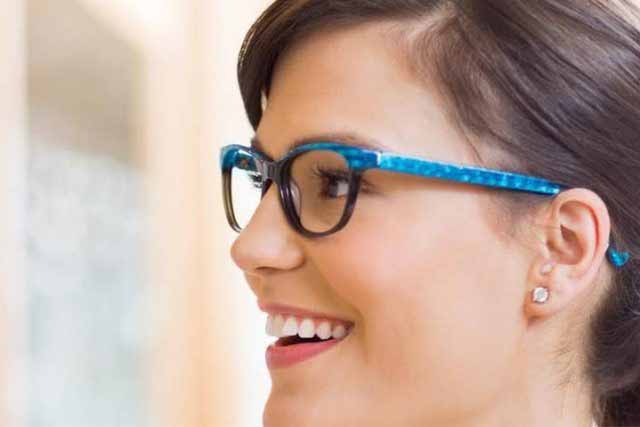 Woman happy with her eyeglasses