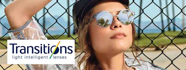 Optometrist, woman wearing transitions lenses in Houston, Spring, Conroe, TX