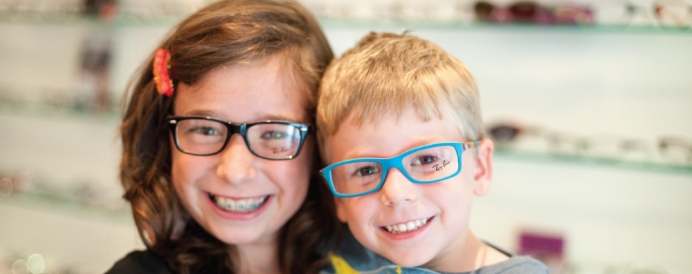 Kids wearing ray-ban junior eyeglasses in Fort Collins, CO
