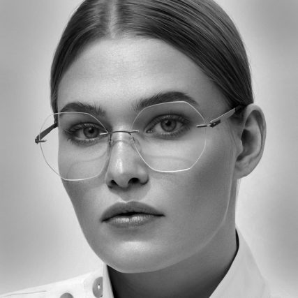 Woman Wearing Silhouette Eyeglasses