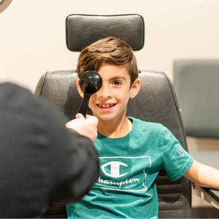 boy at an eye exam