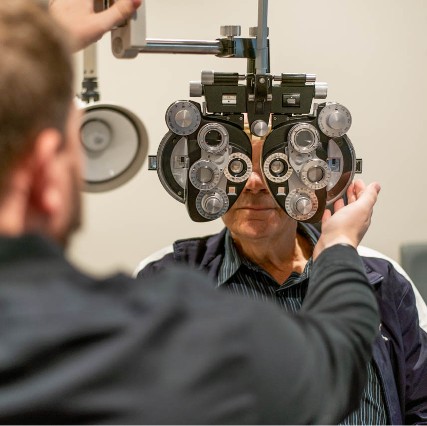 patient at an eye exam