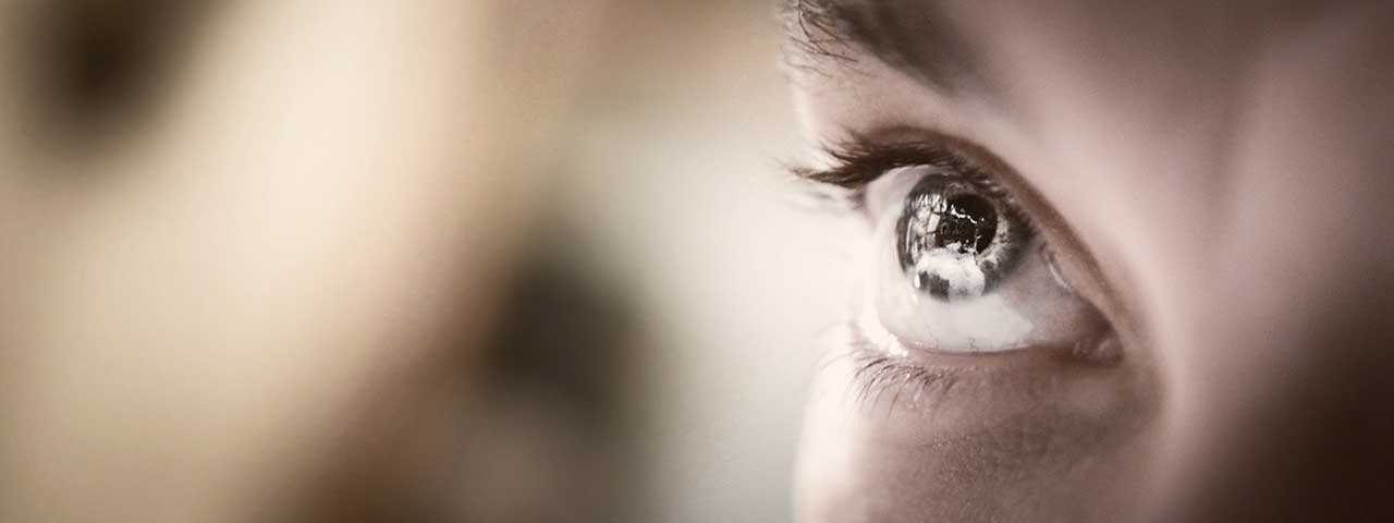 close-up of eye with retinitis pigmentosa