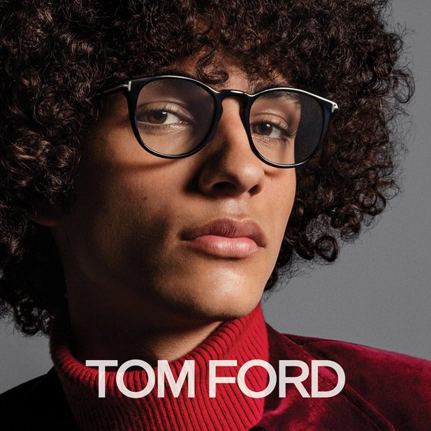 Man wearing Tom Ford designer eyeglasses