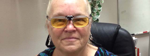 Woman Wearing E-Scoop Glasses