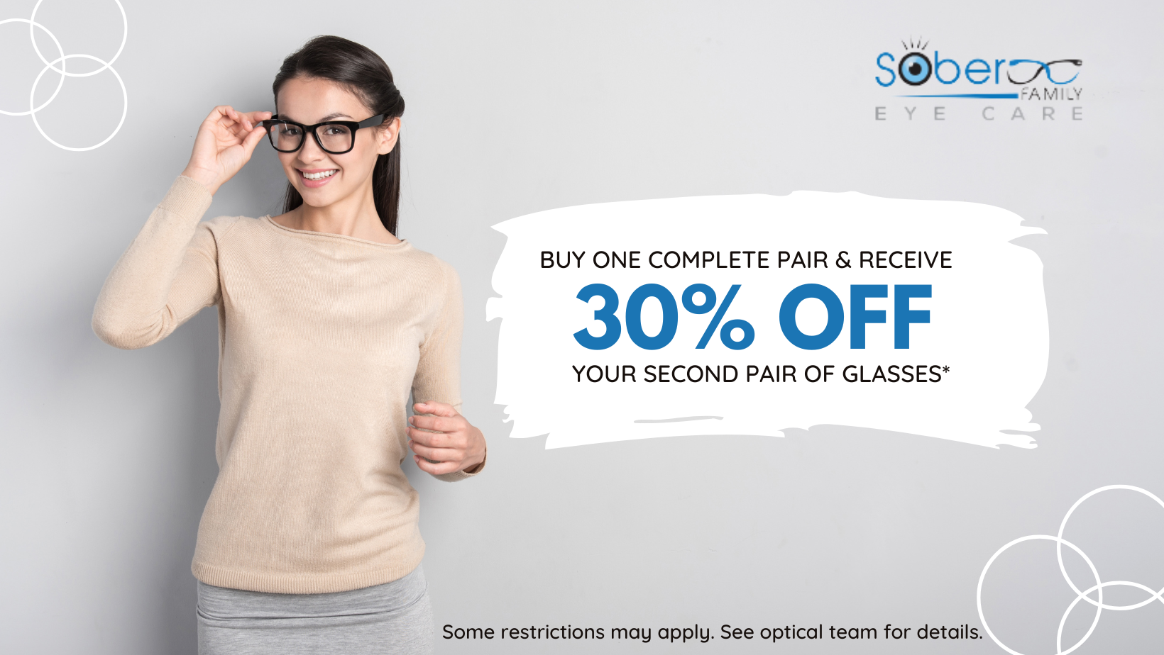 Sober Family Eyecare 20% Off Second Pair Promotion Banners