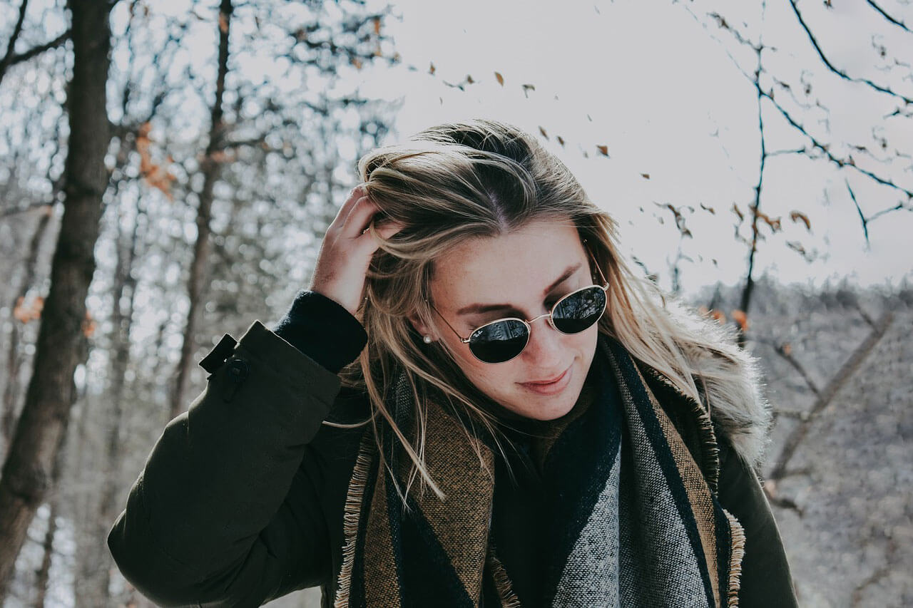 girl in glasses during winter