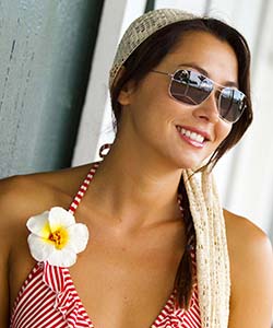 Model wearing Maui Jim sunglasses