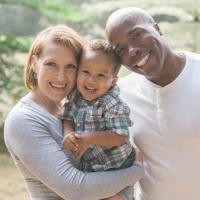 happy mixed race family