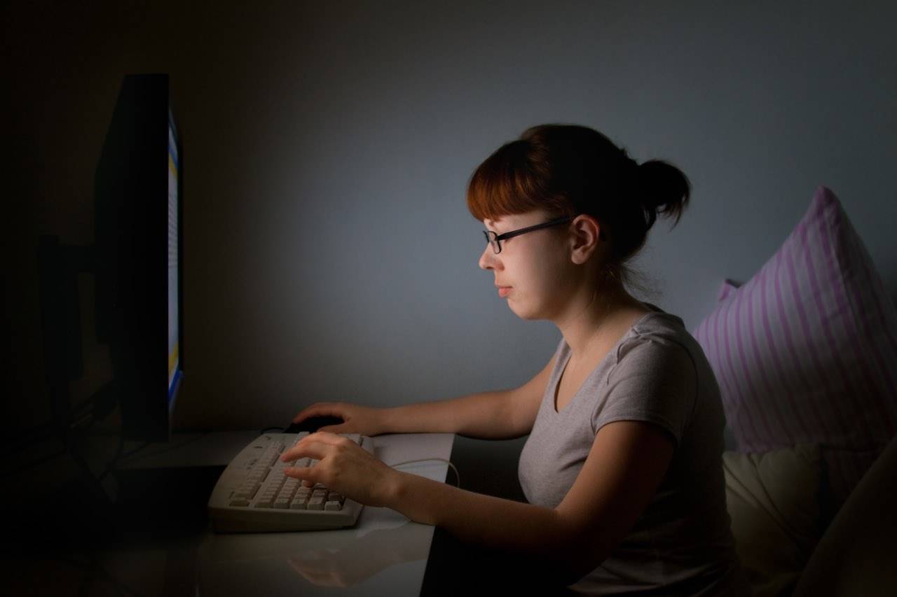 technology-computer-woman-blue-light