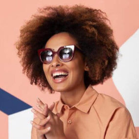anne valentine black woman sunglasses pink