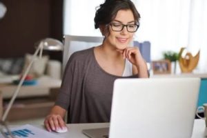 woman computer glasses laptop