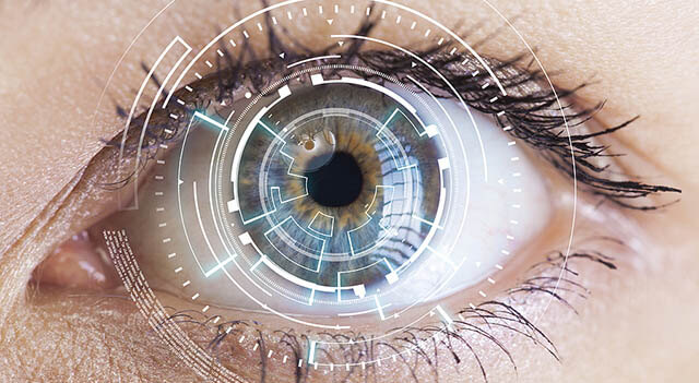 Eye Viewing Digital Information. Eyes Of Technologies In The Fut