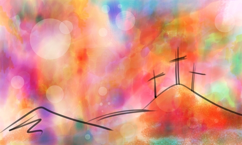 Easter,Cross,Design,,Hand,Drawn,Abstract,Simple,Hill,Illustration,On