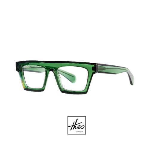 pair of theo green square eyeglasses